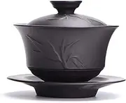 Exquisite Ceramics,Tea Cup Coffee Cup Tureen Purple Clay Gaiwan Tea Bowl Cup Cover Lid Saucer Set Zisha Kung Fu Tea Drinkware Teaware Office Teaware Teapot 2PCS (Color : C) (Color : B)