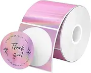 2'' Holographic Thermal Stickers - 400pcs/Roll, Round Waterproof Thermal Printer Labels for Logo,Pricing & Branding,Multi-Purpose Holographic Stickers for QR Code,Address Tags,Thank Cards (Pink-400)