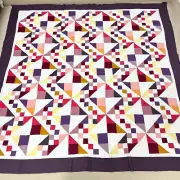 Handmade Checkerboard Chevron Cotton Patchwork quilt top/topper 86x86"
