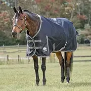 SmartPak Deluxe Turnout Sheet with Earth Friendly Fabric-75-Lite (0g)-Black w/Grey Trim & White Piping