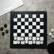 Vintage Marble Checkers Set | Black and White 12 inch Handmade Checkers Set