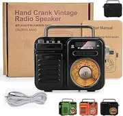 Retrowave 7-in-1 Radio, Portable Radio Rechargeable with Bluetooth/Tf/U Disk/Aux Playback, Sleep Timer, Flashlight, Sos Alarm, Suitable for Indoor Decoration, Camping (Black)