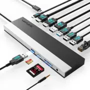 USB C Docking Station Triple Display PD 100W HDMI DisplayPort USB 3.0 2.0 RJ-45