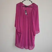 Autograph Top XXL Womens Pink Sheer Mesh Kaftan Pullover with Cami BNWT