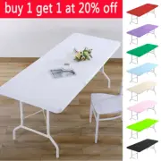 4/6FT Elastic Spandex Table Cover for Standard Folding Tables Party Buffet Cloth