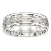 Men's 7.0mm Infinity Stripe Brushed Wedding Band in Sterling Silver