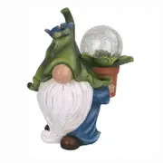 Catzon Garden Resin Dwarf Statue Magic Ball with Solar LED Lightsuitable Weatherproof for Outdoor Garden Craft Lights