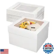 Cake Boxes,12x12x8 Inches 10pc White Bakery Boxes Cake Boxes with Cake Boards