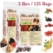 Ginseng Five Treasure Tea - Kidney Support, Red Date Herbal Blend 5 Box/125 Bags