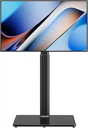 AX WABER Universal Floor TV Stand with Mount 80 Degree Swivel Height Adjustable and Space Saving Design for Most 27 to 65 inch LCD, LED OLED TVs, Perfect for Corner & Bedroom AX1006TB