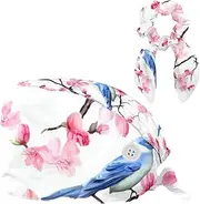 [YTYVAGT] Scrub Caps Women,Scrub Hats Suitable for Women,Cherry Blossom and Blue Bird