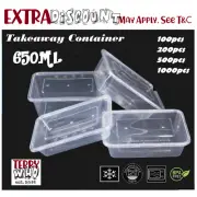 650ml Rectangle Take away Containers Food Plastic Lids Bulk