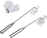 Weeding Tool, Weeding Artifact Uprooting Weeding Tool, Weed Puller Tool Garden Weed Pulling Tool, Four-Tooth Weeding Tool, Hand Weeder Tool with Handle for Home Garden (White)