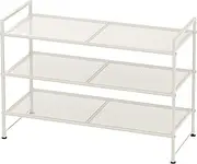 SimpleHouseware 3-Tier Stackable Mesh Shoe Rack with Shelves for Storage Organiser, White