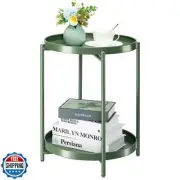 danpinera 2 Tier Metal Side Table with Removable Tray, End Table Outdoor Smal