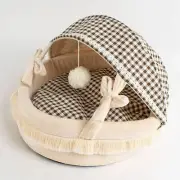 Cat Cave Bed All Seasons Comfortable Warm Foldable Washable Semi Enclosed Pet