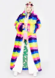 [J Valentine] Taste The Rainbow Faux Fur Coat