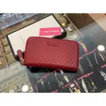 二手正品 GUCCI 紅色牛皮全皮壓紋金釦ㄇ字拉鍊長夾皮夾 449391 C4378