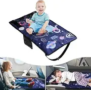 Kids Airplane Footrest Portable Kids Airplane Seat Extender Colorful Airplane Foot Hammock Breathable Airplane Bed Travel Essentials with Storage Bag for Kids (Starry Blue)