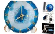 Agate Clock Crystal Desk & Shelf Clocks Home Decor (Blue)