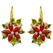 KIRKS FOLLY POINSETTIA PASSION LEVER BACK EARRINGS IN GOLD TONE