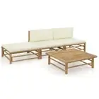 Outdoor Lounge 4-Piece Set Bamboo Rustic Furniture Modular Sofa With Cushions
