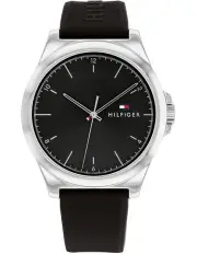 [Tommy Hilfiger] Norris Black Silicone Dial Watch in Black
