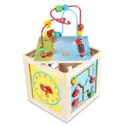 1Set Wooden Toys Activity Cube Kids Baby Bead Maze Educational Toys Learning Puzzle Toys Gifts