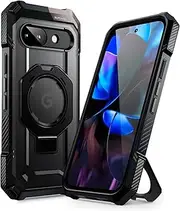 [SUPCASE] for Google Pixel 9A Case with Stand (Unicorn Beetle Grip), [Compatible with MagSafe] [Military-Grade Protection] Heavy Duty Magnetic Phone Case for Pixel 9A 2025, Black
