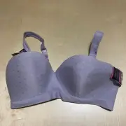 Beauty by Bali 42DD Foam Wirefree Comfort Bra No Slip Purple Quartz Dot B540