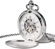 [QRDYL] Pocket Watch,Pocket Watch Pocket Watch Clock Women Wind Up Mechanical Hand Wind Smooth Silver Pendant White Dial Simple Stylish