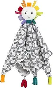 Fehn Muslin Comforter Sun - Playmate, Sleep Aid & Fabric Comforter with Cotton Muslin Cloth & Cute Toy Figure with Rattle - for Babies and Toddlers from 0+ Months