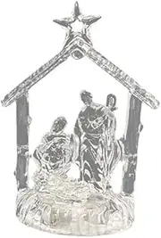 Nativity Scene,Nativity Scene Indoor Christmas Decoration with LED Lights,Clear Decoration Religous Desktop Acrylic Holiday