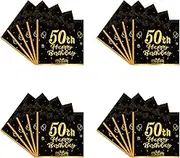 Happy 50th Birthday Napkins Black and Gold,20Pc 50th Tableware Party Napkins,50th Birthday Decorations Tissue Luncheon Paper Napkins for Women,Men,Him,Her 50th Birthday Party Supplies Table Decoration