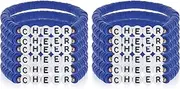 Cheer Gifts Bulk, 12Pcs Cheerleading Clay Beaded Bracelet, Stackable Friendship Bracelets Girls' Charm Bracelets Cheer Team Gifts Blue, Small, Acrylic, no gemstone