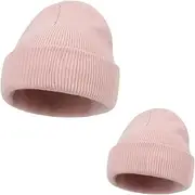 [generic] Mommy and Me Matching Knit Beanies, Mama and Mini Beanies 2Pack Baby Beanie Knit Toddler Hat ，Baby Beanie Mommy and me Beanies Parent-Child Hats 18 Colors (US, Numeric Height, M, Light Pink), Light