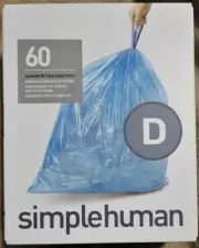 Simplehuman Code D Custom Fit Recycling Liners, Trash Bags, 20 Liter, 60 Liners