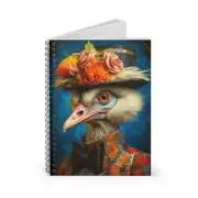 Animal Portrait Spiral Notebook: Victorian Ostrich Portrait