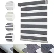 Persilux Cordless Zebra Blinds for Windows with Jacquard Pattern Privacy Protection Roller Shades Light Filtering Sheer Window Shades for Home, Office and Door (34" W x 72" H, Dark Grey)
