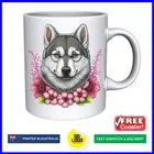 Funny Coffee Mug ALASKAN MALAMUTE Floral Dog Puppy Mum Tea Cup Present Cute Gift