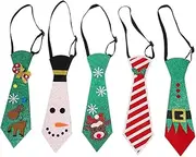 [GRADENEVE] 5pcs Christmas Tie Boys Christmas Bow Tie Christmas Party Decor Snowflake Ties for Men Christmas Neckties Boy Funny Holiday Neckties Christmas Party Tie Men Tie Glitter Paper
