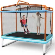 6FT Kids Recreational Trampoline, 2-In-1 Outdoor Toddler Trampoline W/Swing, Saf