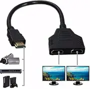 HDMI Splitter-HDMI Splitter 1 in 2 Out/HDMI Splitter Adapter Cable HDMI Male to Dual HDMI Female 1 to 2 Way,Support Two TVs at The Same Time (Black)