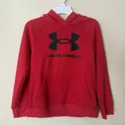 Under Armour Youth Boys Red Pullover Hoodie Logo Size Small
