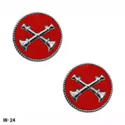 PAIR Fire Department Captain Pins ~ 2 Crossed Horns ~ Bugles Collar Discs Gemsco