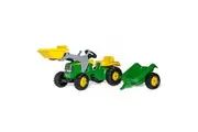 John Deere 161cm Rolly Classic Pedal Tractor Front Kids Loader w Trailer Green