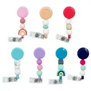 Retractable Badge Lanyards And Badge Holder Silicone Bead Badge Holder