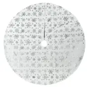Christmas Tree Skirt Snowy White Velvet Floor Ornament Xmas Decor 48”