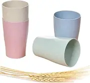 Choary Eco-friendly Unbreakable Reusable Drinking Cup for Adult (13OZ), Wheat Straw Biodegradable Healthy Tumbler Set 4,Dishwasher Safe