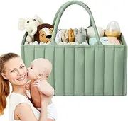 Wimnqie Baby Diaper Caddy - Felt Baby Caddy Organizer | Portable Foldable with Handle Safe Waterproof Storage for Nursery Bedside Bathroom Desk